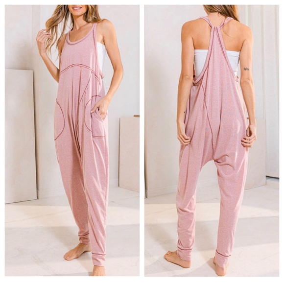 44 Boho Most Comfy Sleeveless Solid Harem Jumpsuit - Picture 3 of 3